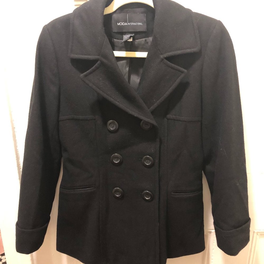 Moda International Black Pea Coat Size Small